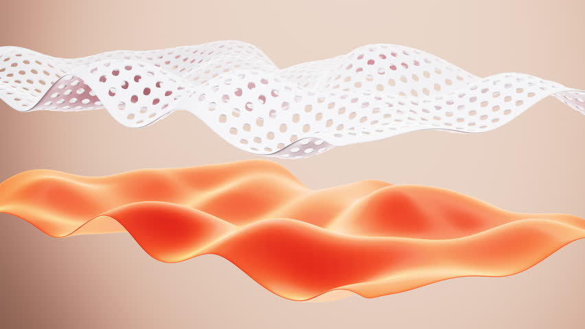 Warm and breathable mattress background, breathable and heat-insulating, Suite for the presentation of cloth, mattress, quilt and so on. 3d rendering. Motion Graphic.