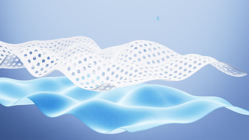 Multiple layers of wave-shaped design for the mattress background, Suite for the presentation of diaper, wet wipes, sanitary pads, mattresses and so on. 3d rendering. Motion Graphic.