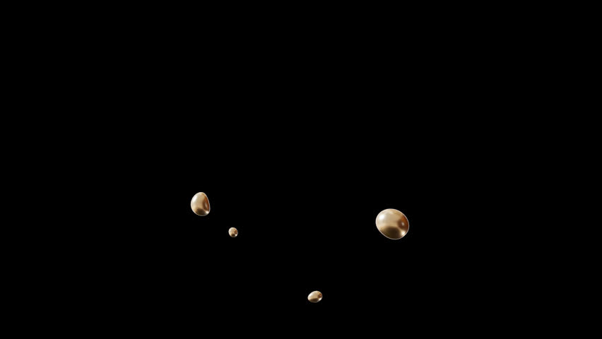 Motion graphic with golden liquid number 0 on transparent background, with alpha channel. Isolated 3D animation with numeral zero. Fluid, molten gold effect.