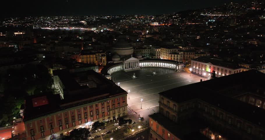 Piazza del Plebiscito by Night - Napoli Drone View