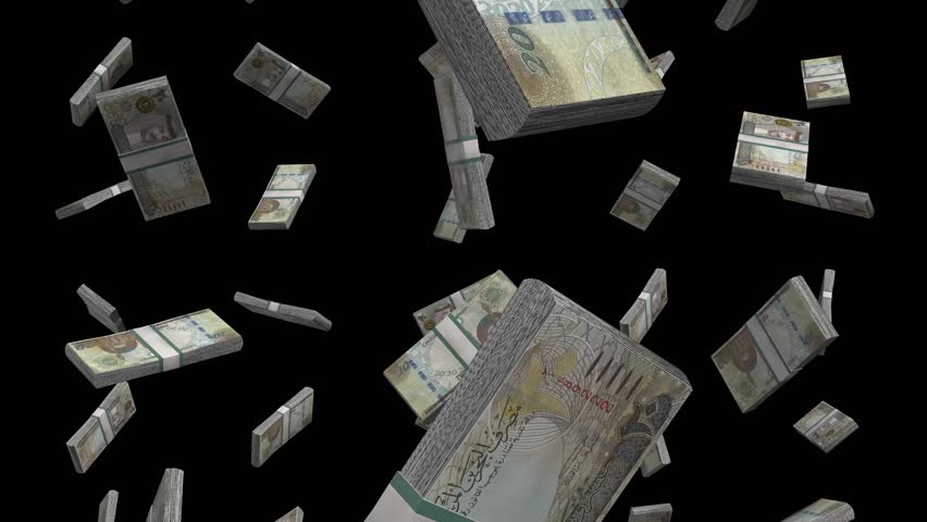 Cash falling rapidly in a dynamic display of Bahraini Dinars