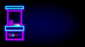 A neon claw machine with a retro arcade vibe stands alone in the dark, glowing with pink and blue lights, evoking nostalgic gaming charm - Powered by Shutterstock - Get 15% off with code: PIKWIZARD15