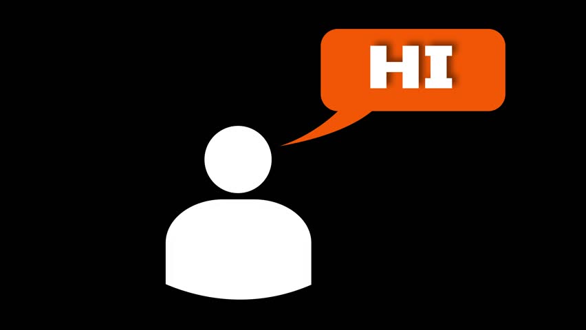 chat icon, speech bubble with "Hi", person talking symbol, communication concept, flat avatar icon, minimal social design