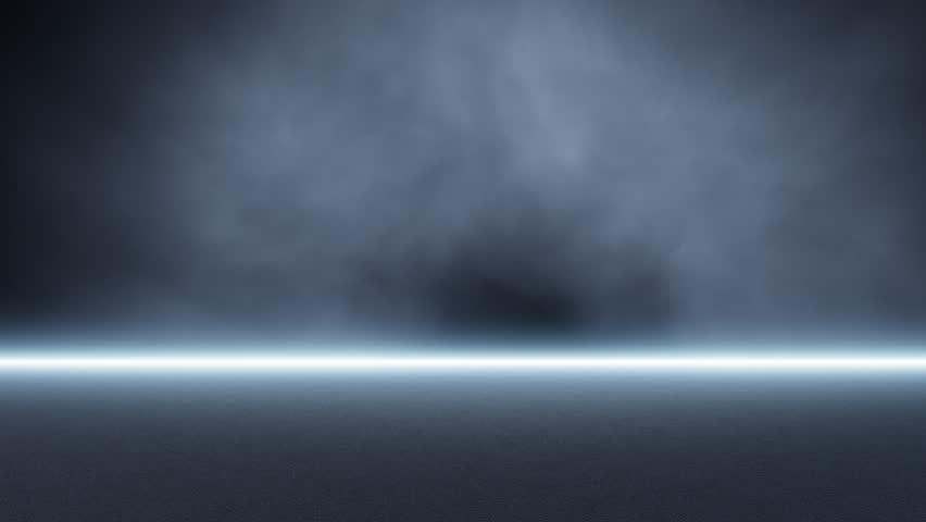 Dark night asphalt road with realistic smoke loop animation. Copy space background.	
