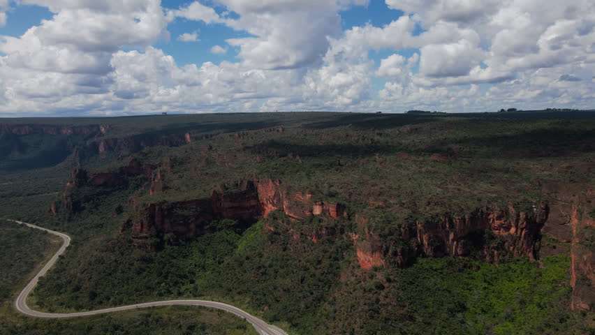 Scenic Road Through Chapada dos Guimaraes National Park in Brazil