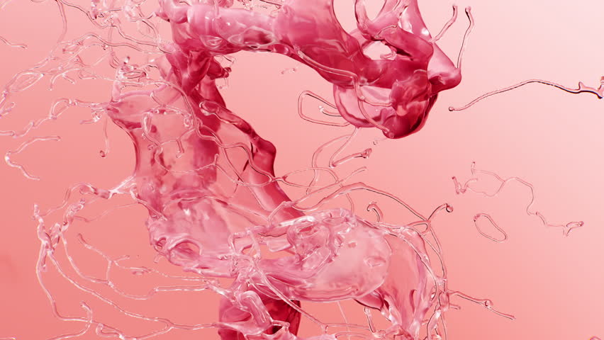 Pink PDRN Serum Fluid in Motion. Cosmetic Liquid Flow for Skincare, Beauty and Anti-Aging Concept. Abstract liquid background. 4k. 3d render.