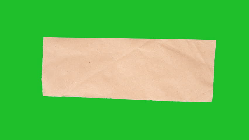 Crumpled Craft-Paper Lower Third Wide Rectangular and High. Stop-motion kraft paper banner crumples into place then smooths, revealing wrinkled texture and clean alpha for titles.