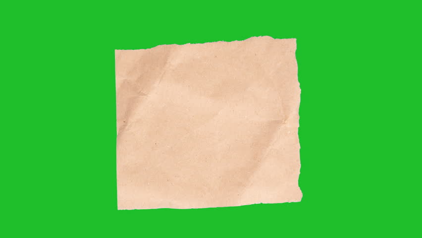 Crumpled Craft-Paper Lower Third Square Shape. Stop-motion kraft paper banner crumples into place then smooths, revealing wrinkled texture and clean alpha for titles.