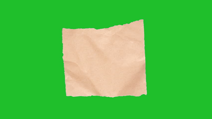 Crumpled Craft-Paper Lower Third Wide and Big. Stop-motion kraft paper banner crumples into place then smooths, revealing wrinkled texture and clean alpha for titles.