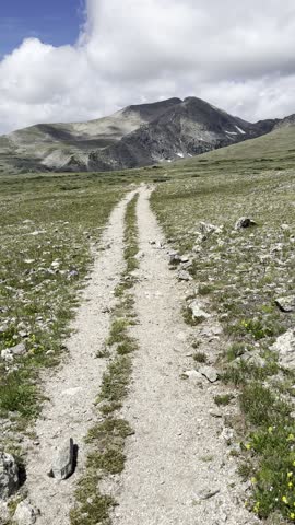 James Peak, St Marys Glacier, Colorado, Rocky Mountains, Front Range, alpine lake, mountain glacier, hiking trail, HDR, high dynamic range, 4K video, vertical video, nature landscape, snow-capped peak