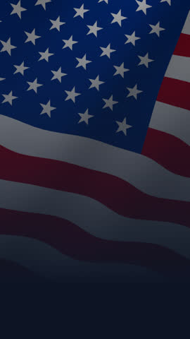 Happy 4th of July animation vertical with waving USA flag background, Happy Independence Day united states of america