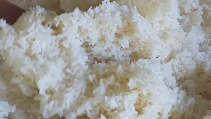 Cooked sticky rice on the background