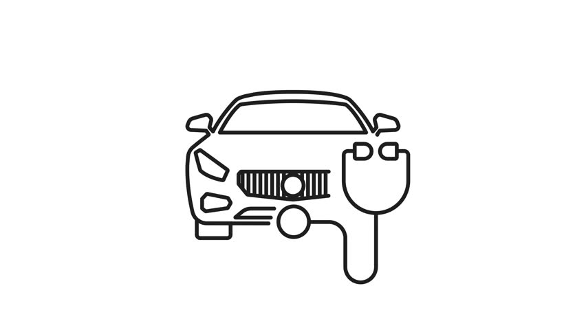 Car tune-up line animation. Car tuneup icon features a stethoscope checking cars engine for health. Perfect for automotive diagnostics, car maintenance services. Animated outline icon