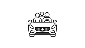 Family trip line animation. Family trip icon with stick figures in a car, perfect for travel or vacation themed designs, road trip promotion materials. Animated outline icon - Powered by Shutterstock - Get 15% off with code: PIKWIZARD15