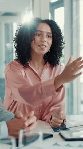 Happy woman, clapping or shaking hands in job interview with smile or deal for opportunity or hiring. Handshake, meeting or manager greeting candidate for company employment or recruitment process