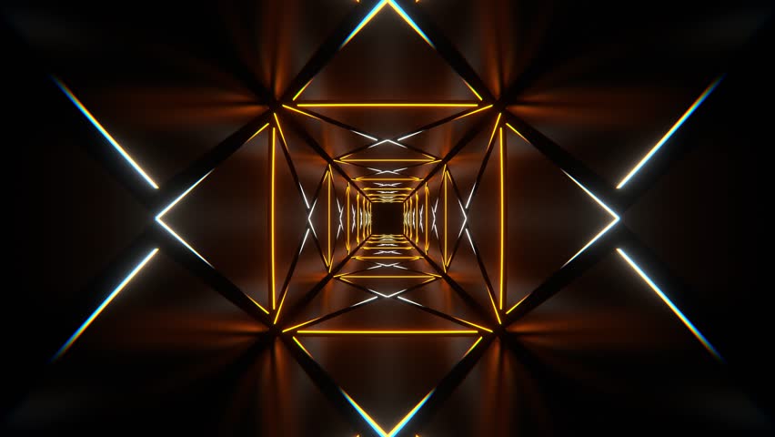 Orange and White Neon X-Tunnel Background VJ Loop in 4K
