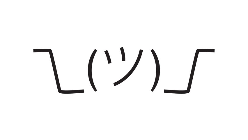 Minimal animated shrug emoticon of a person shrugging shoulders, representing confusion, indifference, or "I don't know" expression. Simple black-on-white design. 4K, alpha channel.