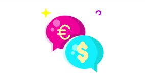 Animated Made in uk two speech bubbles showcase the euro and dollar signs flat style. - Powered by Shutterstock - Get 15% off with code: PIKWIZARD15