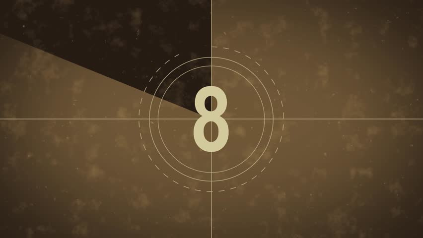 Retro Final Countdown Reel animation, Nostalgic Vintage Movie Style Set. 10 to 0 Seconds Counter with Film Effect.