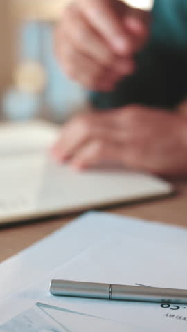 Business, hands and person writing in notebook to schedule agenda, diary planner and checklist. Planning, employee and to do notes in office for corporate tasks, appointment reminder and information
