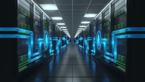 Futuristic data center utilizing liquid cooling technology for enhanced efficiency and environmental sustainability. Blue glowing pipes circulate coolant  server racks symbolizing modern, eco-friendly - Powered by Shutterstock - Get 15% off with code: PIKWIZARD15