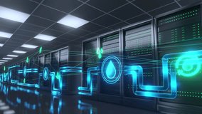 Modern data center featuring liquid cooling with water recycling for enhanced energy efficiency and sustainable environmental conservation, optimizing server performance. - Powered by Shutterstock - Get 15% off with code: PIKWIZARD15