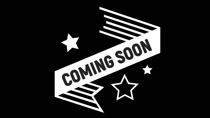 Coming Soon Animated Title.Modern Black and White Banner Animation with Stars.Dynamic Video Graphic.