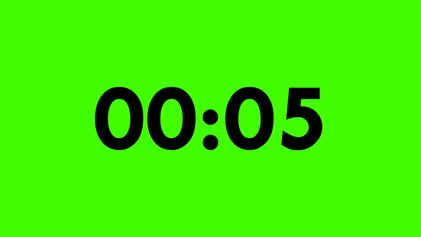 countdown animation 5 - 0 on green screen background. 5 seconds. 4k timer concept