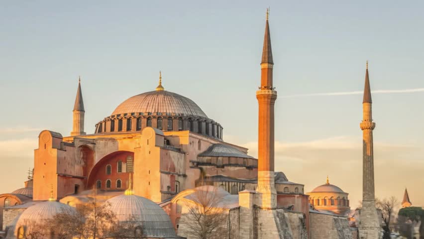 4K View of Hagia Sophia Istanbul city, Turkey. Hagia Sophia Timelapse