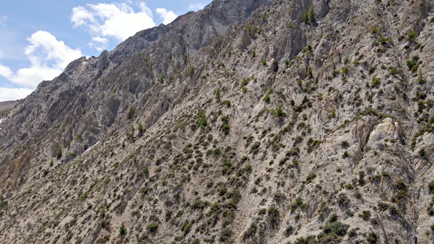 Aerial shot of some the mountains on the west side of the Sierra Nevada Mountains near Mammoth Lakes California