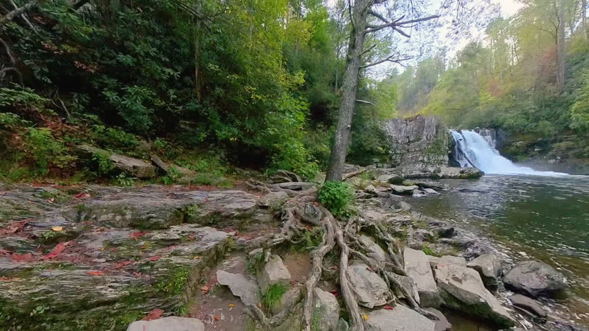 Rocky Shore Along Abrams Falls in Great Smoky Mountains National Park