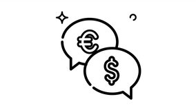 Animated Made in uk two speech bubbles showcase the euro and dollar signs line art. - Powered by Shutterstock - Get 15% off with code: PIKWIZARD15