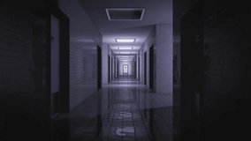 Lights Activating in an Empty Experimental Laboratory Corridor. 3d render. Seamless loop. - Powered by Shutterstock - Get 15% off with code: PIKWIZARD15