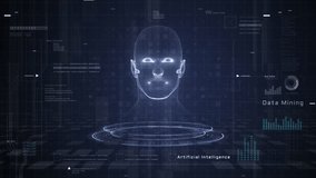 Digital AI face on virtual screen with futuristic data mining, big data charts, and analytics interface representing artificial intelligence and machine learning technology. - Powered by Shutterstock - Get 15% off with code: PIKWIZARD15