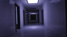 Dark Empty Corridor with Close Doors in Abandoned Lab Facility. Seamless loop. - Powered by Shutterstock - Get 15% off with code: PIKWIZARD15