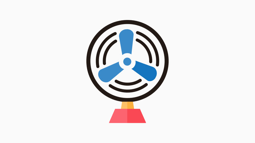 Electric fan icon illustration suitable for motion graphic projects, presentations, and educational videos. Attractive animated design in simple blue color.