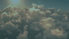 Rising sun initiating bar and line charts sliding across clouds visualizing financial trends. Abstract, futuristic, minimalistic, vibrant, digital, analytics, cloudscape - Powered by Shutterstock - Get 15% off with code: PIKWIZARD15