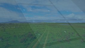 Holographic panels appearing above grassland plain, chart rising and bars filling visualizing data. Futuristic, data visualization, urban, minimalist, outdoor, technology, analytics - Powered by Shutterstock - Get 15% off with code: PIKWIZARD15