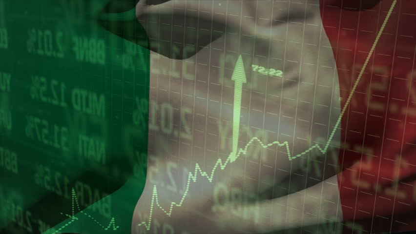 Waving Italian flag launching graph animating upward by smiling businessman depicting market growth. Patriotism, finance, investment, technology, corporate, success, growth - Powered by Shutterstock - Get 15% off with code: PIKWIZARD15