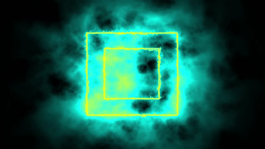 moving animation of a square frame that lights up like a sword saber. rotating glowing box background
