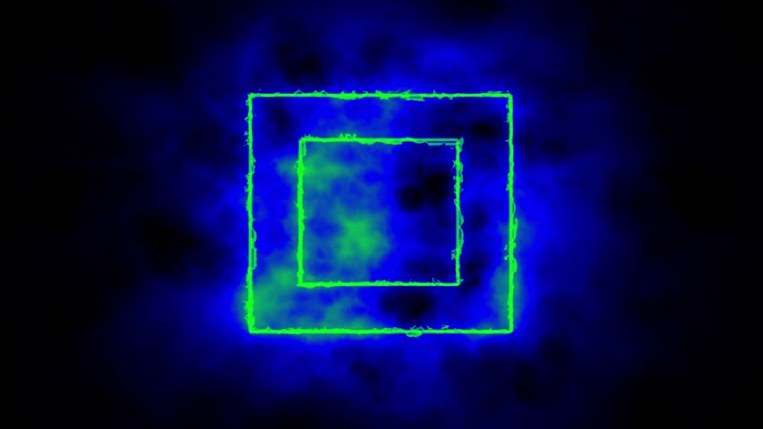moving animation of a square frame that lights up like a sword saber. rotating glowing box background
