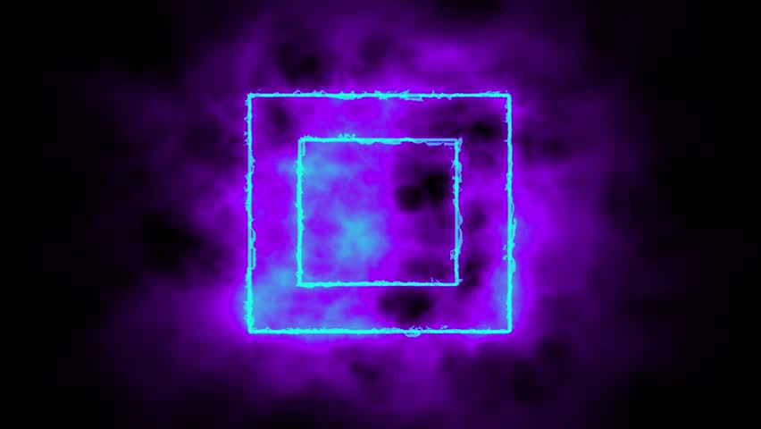 moving animation of a square frame that lights up like a sword saber. rotating glowing box background
