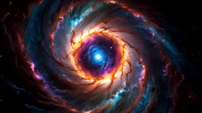 a stunning space scene, dominated by a spinning spiral galaxy with a brightly glowing core. - Powered by Shutterstock - Get 15% off with code: PIKWIZARD15