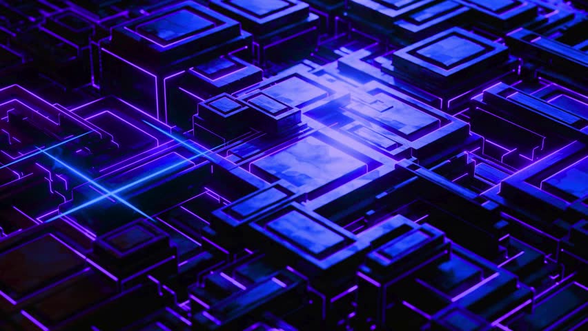 Abstract Digital Circuitry Neon Glowing Purple Blue Lines Technology Background Data Network - Powered by Shutterstock - Get 15% off with code: PIKWIZARD15