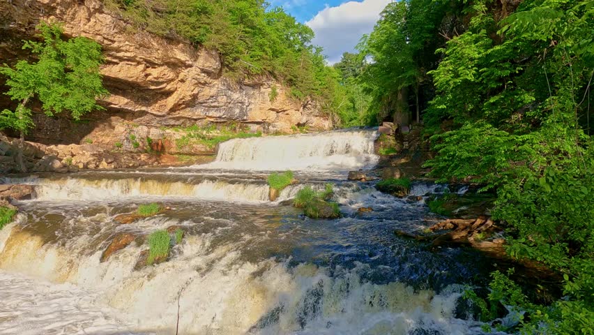 Breathtaking view of Willow Falls, a famous landmark at Willow River State Park