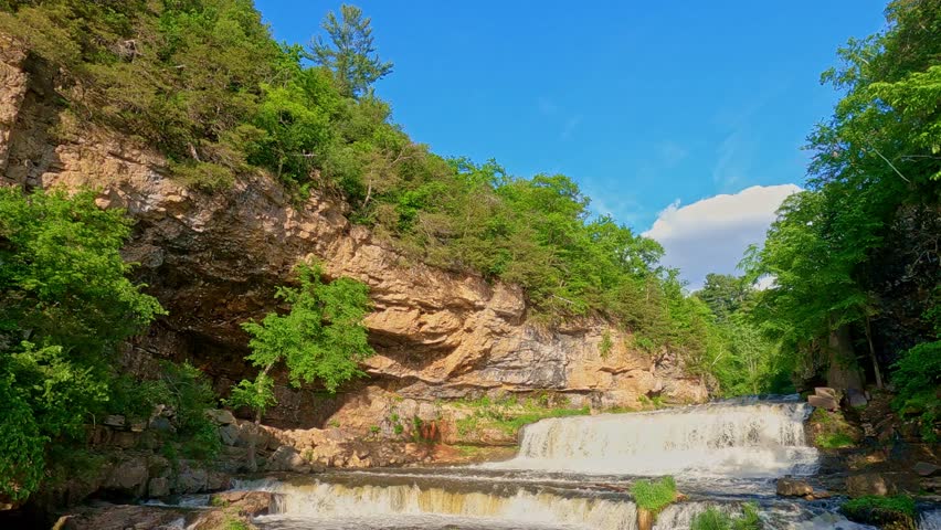 Breathtaking view of Willow Falls, a famous landmark at Willow River State Park