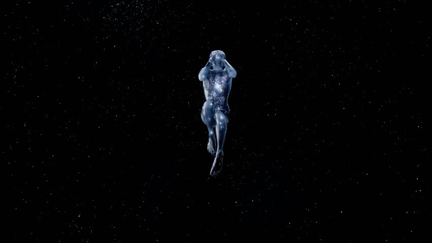 Abstract Surrealism Crystalline Figures in a Cosmic Void - Digital Art. Loop VJ Art