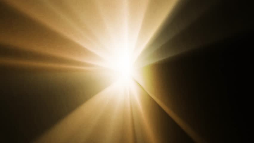 Glowing sunlight emitting from center point 4k animation on black backdrop. Glowing light rays animation video, shining, bright