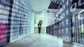  Asian businesswoman data processing animation, global connectivity, digital interface, modern technology - Powered by Shutterstock - Get 15% off with code: PIKWIZARD15