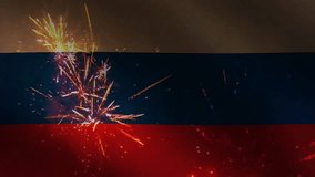 Russia day celebration concept 4k animation with firework and waving flag - Powered by Shutterstock - Get 15% off with code: PIKWIZARD15
